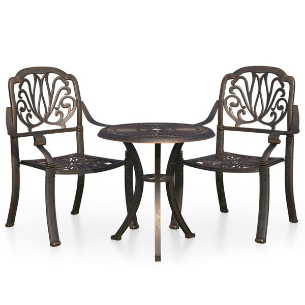 vidaXL Bistro Set Bronze Cast Aluminum Medium Durable Bistro Set