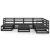 vidaXL Garden Lounge Set Black Solid Pine Wood Large Modular Rustic