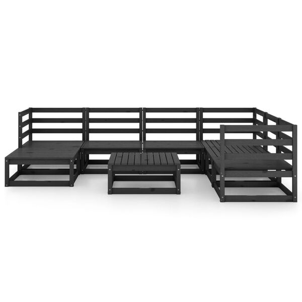 vidaXL Garden Lounge Set Black Solid Pine Wood Large Modular Rustic
