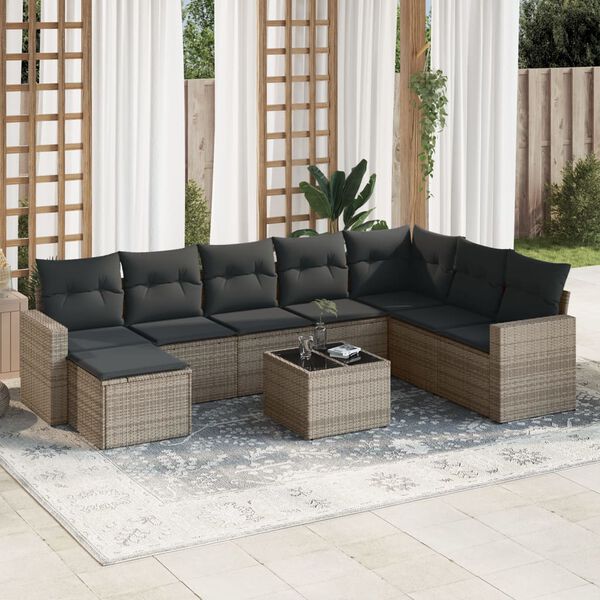 vidaXL Garden Sofa Set Grey, Dark Grey
