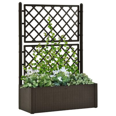 vidaXL Garden Raised Bed with Trellis and Self Watering System Mocha