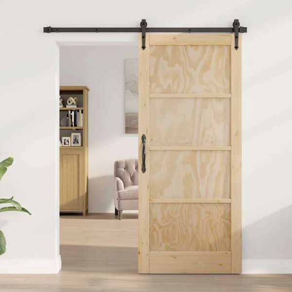 vidaXL Sliding Door ORKDAL Brown 33.86 x 83.07 in Solid Pine Wood