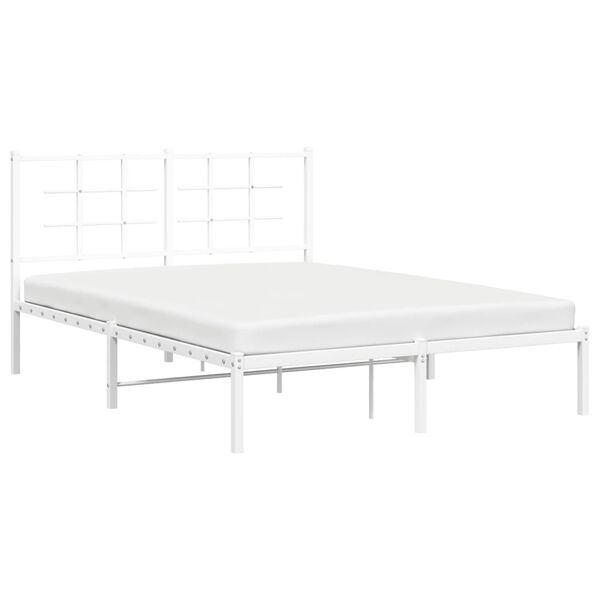 vidaXL Bed Frame White Powder-coated steel Double Bed Frame