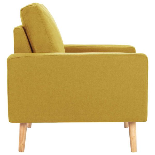 vidaXL Armchair Yellow 100% polyester fabric, solid pine wood, rubber wood