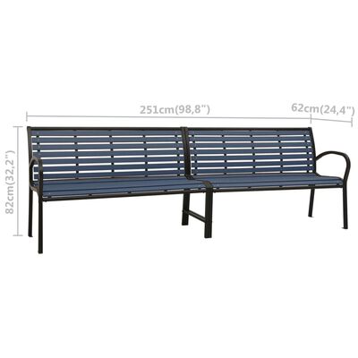 vidaXL Twin Patio Bench 98.8" Steel and WPC Black