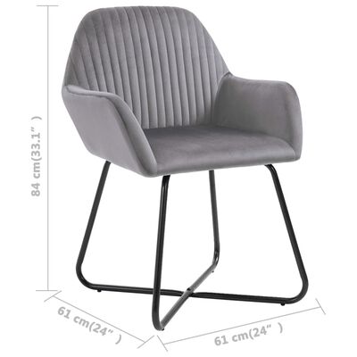 vidaXL Dining Chairs 2 pcs Gray Velvet