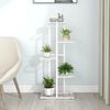 vidaXL Plant Stand White Metal Shelving Plant Stand Rectangular