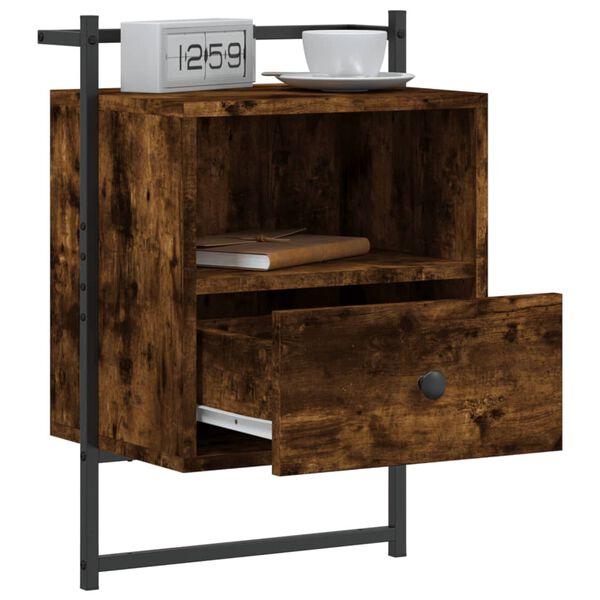 vidaXL Bedside Cabinet Smoked Oak Engineered wood Compact