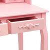 vidaXL Dressing Table Set with Stool Pink 29.5x27.2x55.1" Paulownia Wood