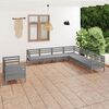 vidaXL 9 Piece Patio Lounge Set Solid Pinewood Gray