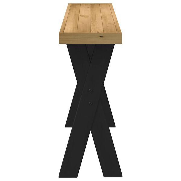 vidaXL Console Table Natural, Black Solid Pine Wood Slim, Narrow Durable