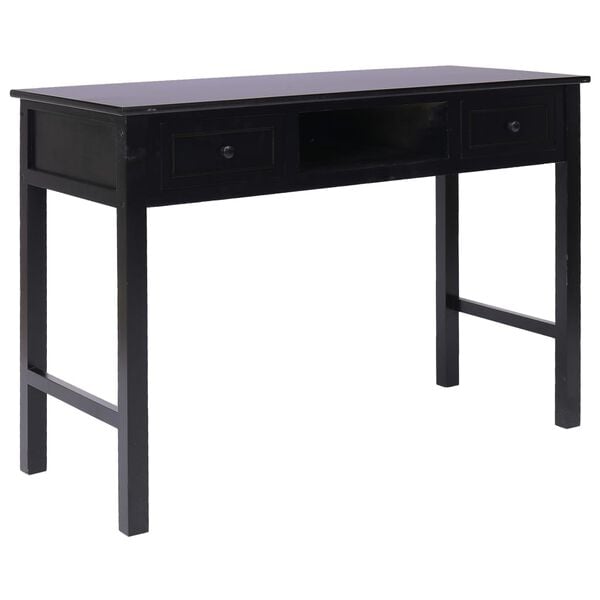 vidaXL Desk Black Paulownia wood Medium Desk Rectangular Vintage
