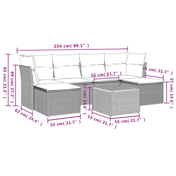vidaXL Backyard Couch Set Black