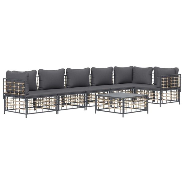 vidaXL Garden Lounge Set Anthracite Poly Rattan Large Modular