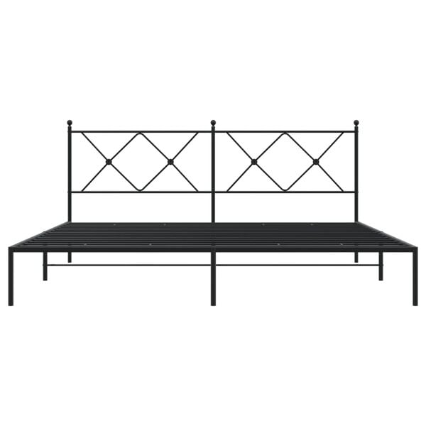 vidaXL Bed Frame Black Powder-Coated Steel Double Bed Frame