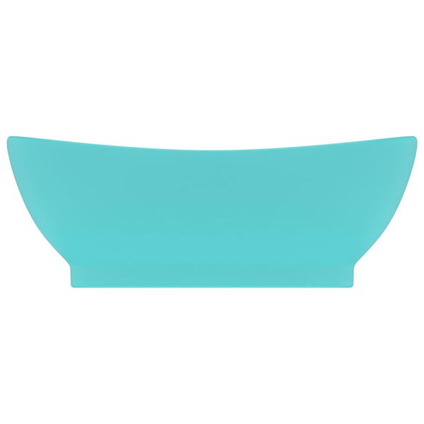 vidaXL Luxury Basin Overflow Oval Matt Light Green 23.0x15.4" Ceramic