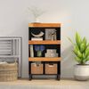 vidaXL Side Cabinet Natural wood and black Solid acacia wood, Iron Medium