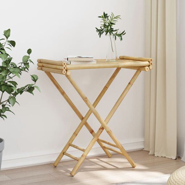 vidaXL Folding Tray Table Natural Bamboo Bamboo Medium Foldable