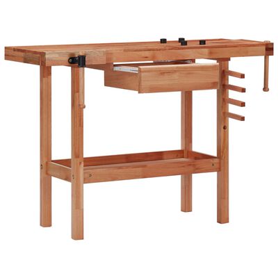 vidaXL Carpentry Workbench with Drawer and 2 Vices Hardwood