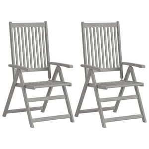 vidaXL Garden Chair Set of 2 Grey Solid Acacia Wood Standard Foldable