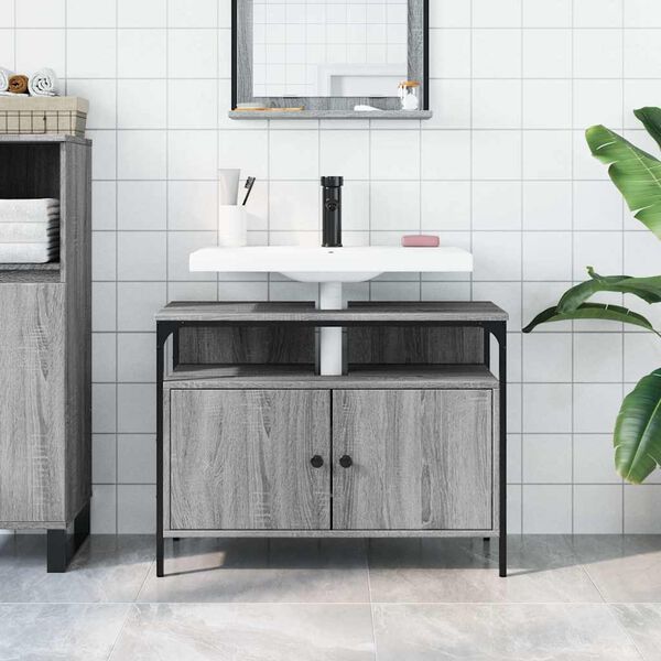 vidaXL Bathroom Sink Cabinet Grey sonoma Engineered wood 31.5x11.8x23.6 in