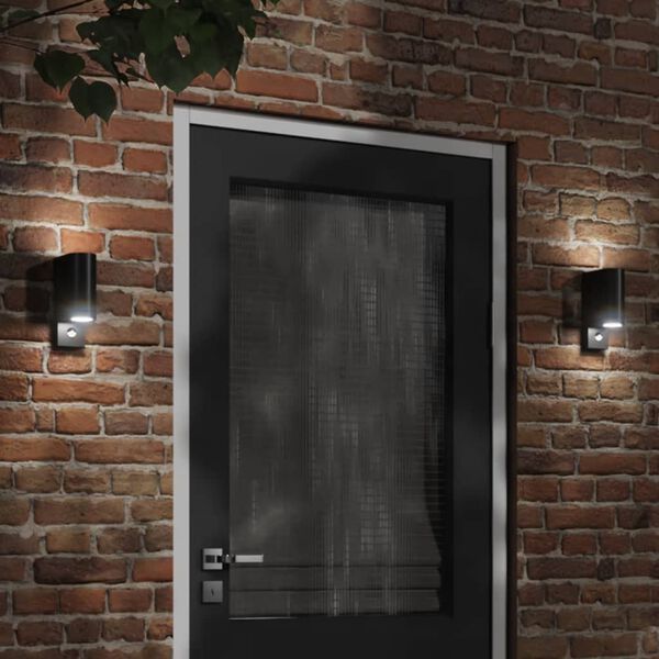 vidaXL Outdoor Wall Light Set of 2 Black Die-cast aluminum, glass Small