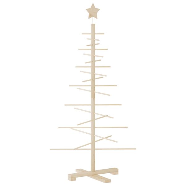 vidaXL Wooden Christmas Tree Natural Wood Solid Pine Wood Small