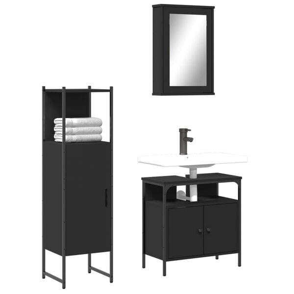 vidaXL Bathroom Furniture Set Black