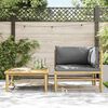 vidaXL Garden Lounge Set Dark grey Bamboo, Fabric (100% polyester) Medium