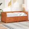 vidaXL Day Bed Wax Brown Solid Pine Wood Twin Day Bed Rectangular