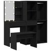 vidaXL Dressing Table Set with LED 4 pcs Black Oak Engineered Wood