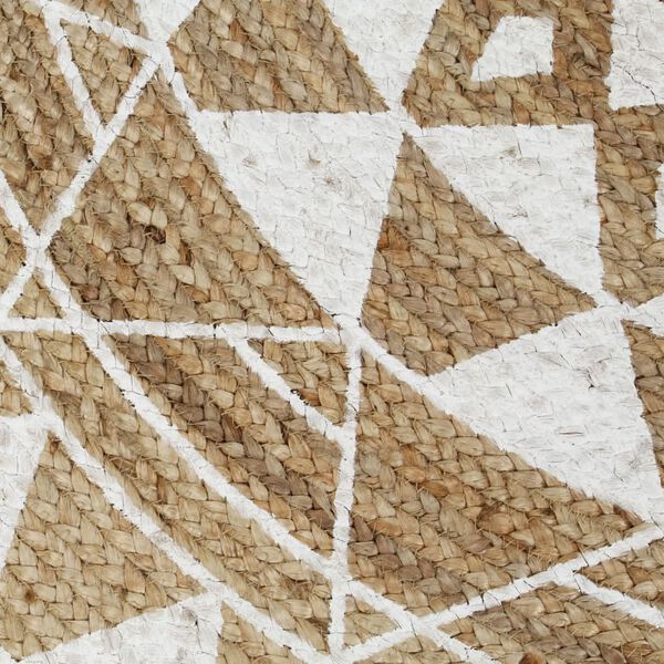 vidaXL Area Rug Natural and white Braided Jute 47.2 in diameter Durable