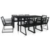 vidaXL 9 Piece Patio Dining Set PVC Rattan Black