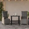 vidaXL 3 Piece Patio Dining Set with Cushions Light Grey Poly Rattan