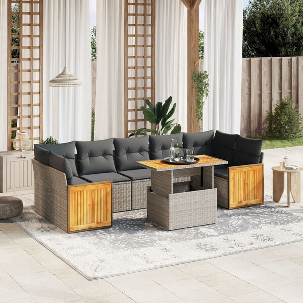 vidaXL Garden Sofa Set Grey