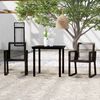 vidaXL Dining Set Black Powder-Coated Steel, Glass, PVC Rattan Medium