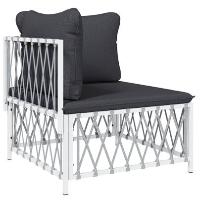 vidaXL 9 Piece Patio Lounge Set with Cushions White Steel