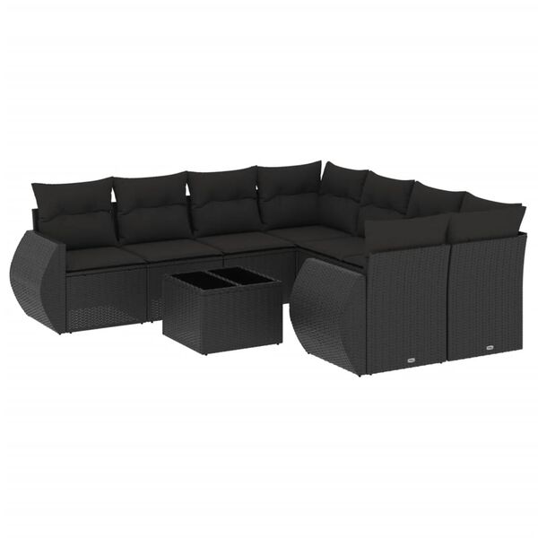 vidaXL Garden Sofa Set Black PE rattan Large Modular Garden Sofa Set