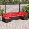 vidaXL Sofa Set with Cushion 7 pcs Brown Synthetic: Poly Rattan