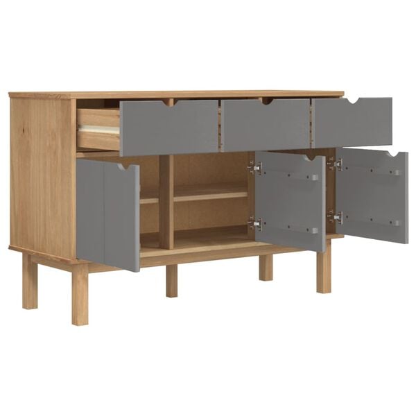 vidaXL Sideboard Brown and grey Solid pine wood, engineered wood Medium
