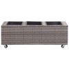 vidaXL Garden Raised Bed with 3 Pots 39.4"x1.8"x14.1" Poly Rattan Gray