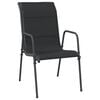 vidaXL Garden Chair Set of 6 Black Steel, Textilene with padding