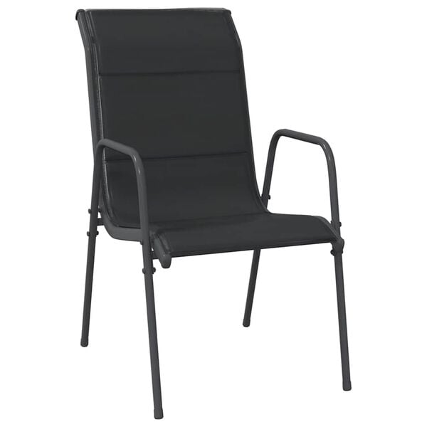 vidaXL Garden Chair Set of 6 Black Steel, Textilene with padding