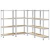 vidaXL 4-Layer Storage Shelves 4 pcs Silver Steel&Engineered Wood