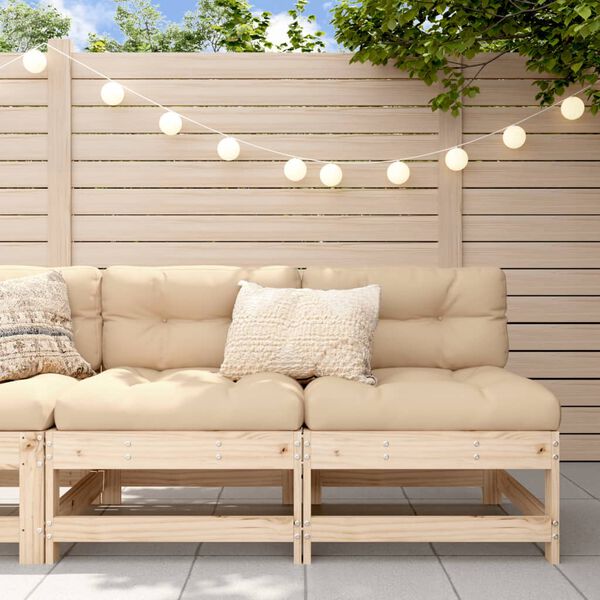 vidaXL Garden Middle Sofa Natural wood color Solid pinewood and plywood