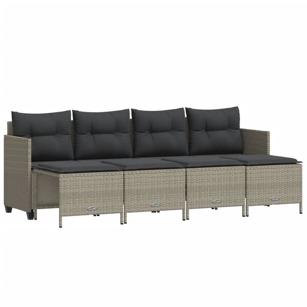 vidaXL Garden Sofa Set Light Grey Poly Rattan Large Modular