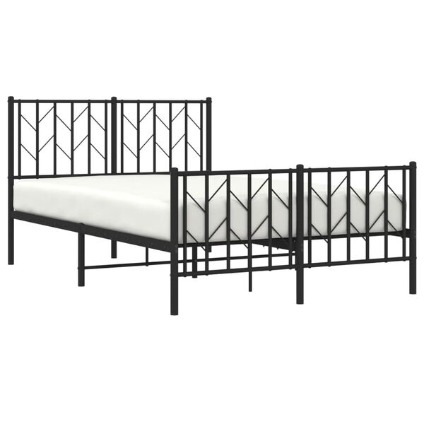 vidaXL Bed Frame Black Powder-Coated Steel Double Bed Frame