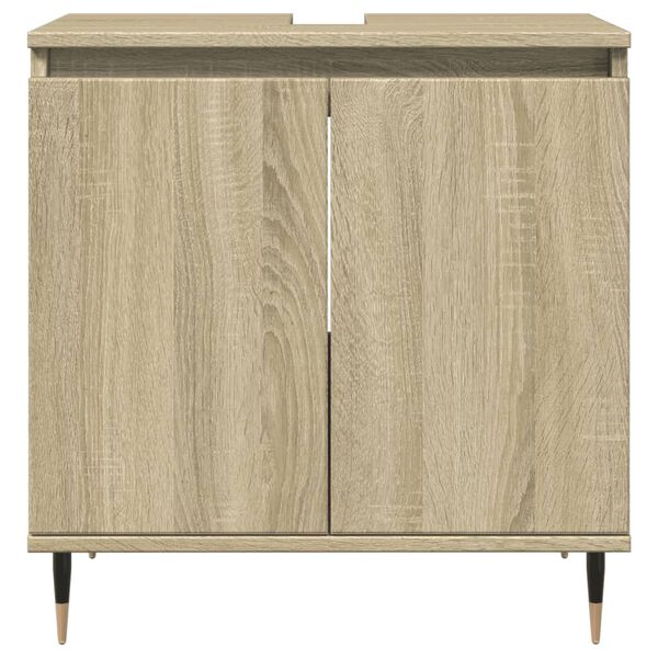 vidaXL Bathroom Cabinet Sonoma Oak Engineered Wood, Iron Bathroom Cabinet