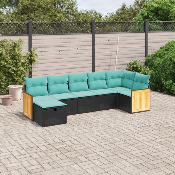 vidaXL 8 Piece Patio Sofa Set with Cushions Gray Poly Rattan