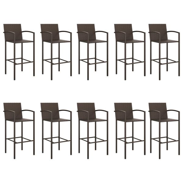 vidaXL Garden Bar Set Brown PE Rattan Large Footrest Garden Bar Set
